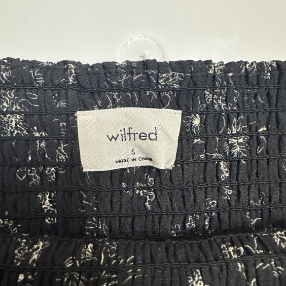 Wilfred Smocked Puff Sleeve Blouse - Black/Bone - Size Small - Picture 4 of 10